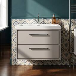 Balterley Bathroom 2 Soft-Close Drawer Wall Hung Fireclay Basin, Grey, 800mm in Grey - thumbnail 3