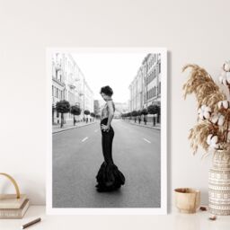 ARTZE Woman n Paris Street Fashion Black & White Photo Framed Print SIZE: A3 with White Frame - Size: A4 - thumbnail 2