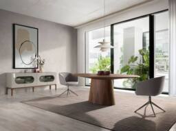 Angel Cerda Oval Walnut Dining Table, Fixed Top, 220x110x76 cm - Size: 220 x 110 x 76 cm - thumbnail 3