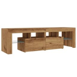 Berkfield Home TV Cabinet with LED Lights Artisan Oak 140x36.5x40 cm Engineered Wood in Brown - thumbnail 6