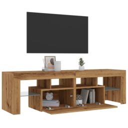 Berkfield Home TV Cabinet with LED Lights Artisan Oak 140x36.5x40 cm Engineered Wood in Brown - thumbnail 5