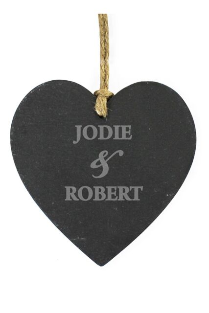 Personalised Memento Company Personalised Couples Slate Heart Decoration in Black - image 1