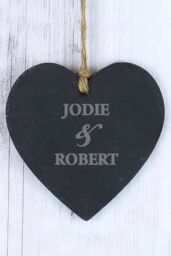 Personalised Memento Company Personalised Couples Slate Heart Decoration in Black - thumbnail 4