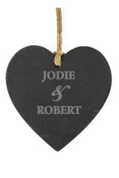 Personalised Memento Company Personalised Couples Slate Heart Decoration in Black