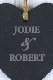Personalised Memento Company Personalised Couples Slate Heart Decoration in Black - thumbnail 3