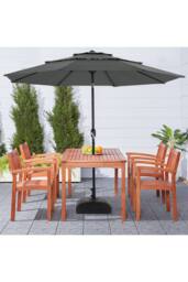 Living and Home Outdoor 3-Tier Umbrella with Crank and Tilt in Dark Grey - thumbnail 3