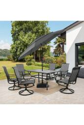 Living and Home Outdoor 3-Tier Umbrella with Crank and Tilt in Dark Grey - thumbnail 2