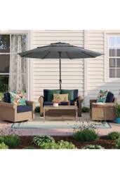 Living and Home Outdoor 3-Tier Umbrella with Crank and Tilt in Dark Grey - thumbnail 1