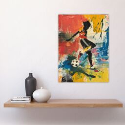 "Artery8 Colourful Footballer Ball Painting Bright Bold Wall Art Print - Size: W18"" x H24""" - thumbnail 4