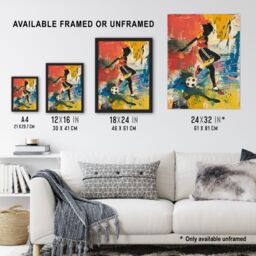 "Artery8 Colourful Footballer Ball Painting Bright Bold Wall Art Print - Size: W18"" x H24""" - thumbnail 3