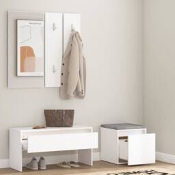 Berkfield Home Hallway Furniture Set White Engineered Wood - thumbnail 3