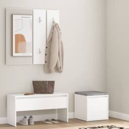 Berkfield Home Hallway Furniture Set White Engineered Wood - thumbnail 1