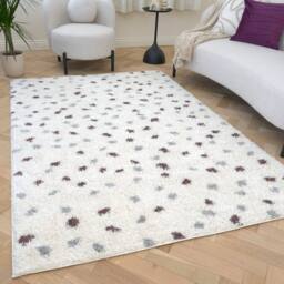 THE RUGS Moodi Spot Design Shaggy Soft High Pile Living Room Rug & Runner in Purple - Size: 80 cm x 150 cm - thumbnail 7