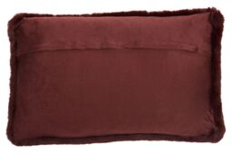 Orsina Rectangular Red Wine Faux Fur Cushion, Soft Feather Filled Decorative Cushion For Sofa & Bedroom - thumbnail 3