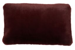 Orsina Rectangular Red Wine Faux Fur Cushion, Soft Feather Filled Decorative Cushion For Sofa & Bedroom