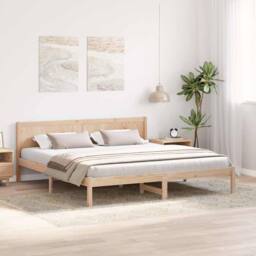 Berkfield Home Pine Wood Bed Frame Natural wood Solid pine wood 200 x 200 cm - thumbnail 4