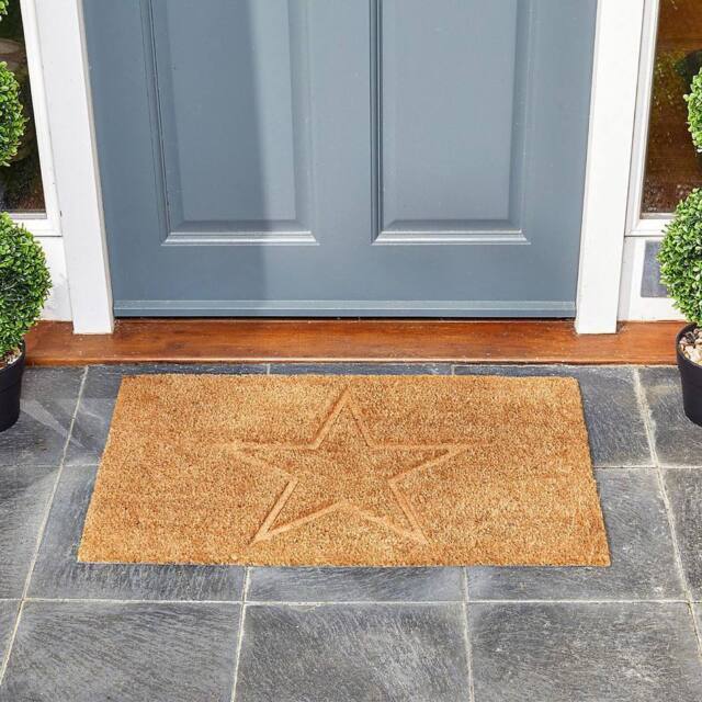 Marco Paul Brown Coir Star Design Antislip Doormat in Beige - Size: 45 cm x 75 cm - image 1