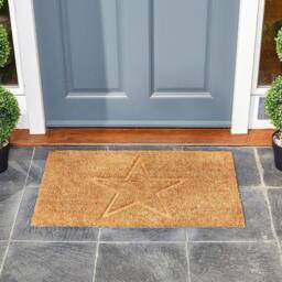 Marco Paul Brown Coir Star Design Antislip Doormat in Beige - Size: 45 cm x 75 cm - thumbnail 1