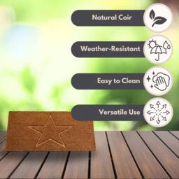 Marco Paul Brown Coir Star Design Antislip Doormat in Beige - Size: 45 cm x 75 cm - thumbnail 4