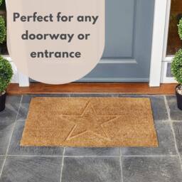 Marco Paul Brown Coir Star Design Antislip Doormat in Beige - Size: 45 cm x 75 cm - thumbnail 5