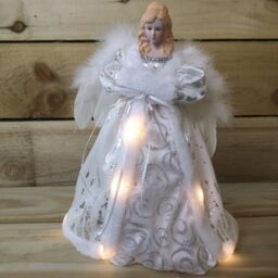 Samuel Alexander 30cm Battery Powered Light up Christmas Angel Tree Topper with LEDs in White - thumbnail 3