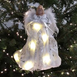 Samuel Alexander 30cm Battery Powered Light up Christmas Angel Tree Topper with LEDs in White - thumbnail 1