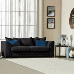 Furniture 786 Chicago Jumbo Cord 3 Seater Sofa in Black - thumbnail 2