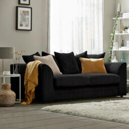 Furniture 786 Chicago Jumbo Cord 3 Seater Sofa in Black - thumbnail 3
