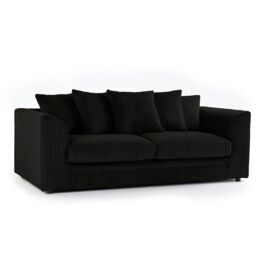Furniture 786 Chicago Jumbo Cord 3 Seater Sofa in Black - thumbnail 1