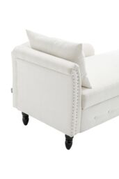 Living and Home Left Hand Facing Chenille Chaise Lounge with Storage and Pillow in White - thumbnail 5