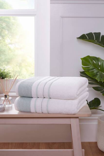 Rapport Home Azure Edge Towels Cotton in White - Size: Bath Sheet - image 1