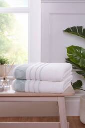 Rapport Home Azure Edge Towels Cotton in White - Size: Bath Sheet - thumbnail 1