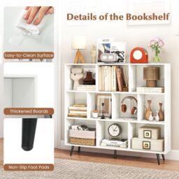 Gymax 10-Cube Bookcase Mid Century Modern Storage Organizer in White - thumbnail 3
