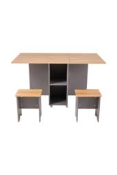 Living and Home Drop Leaf Dining Table Set with 4 Stools in Grey - thumbnail 6