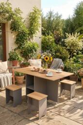 Living and Home Drop Leaf Dining Table Set with 4 Stools in Grey - thumbnail 3