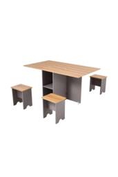 Living and Home Drop Leaf Dining Table Set with 4 Stools in Grey - thumbnail 7