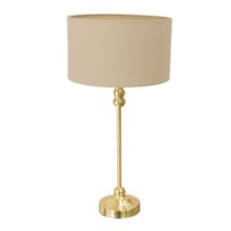 ValueLights Maggie Gold Metal Candlestick Table Lamp with Fabric Drum Shade & LED Bulb in Natural - thumbnail 2