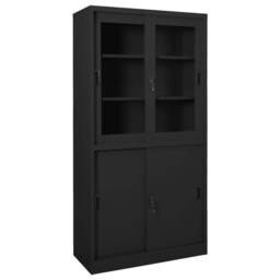 Berkfield Home Office Cabinet with Sliding Door Anthracite 90x40x180 cm Steel in Black - Size: 90 x 40 x 180 cm - thumbnail 2
