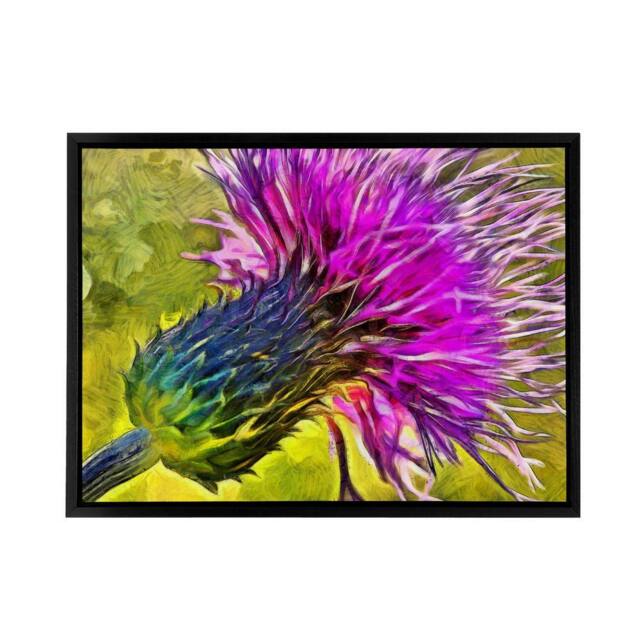 "Artery8 Scottish Thistle Flower Scotland Framed Canvas Wall Art Print in Purple - Size: W12"" x H16""" - image 1