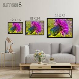 "Artery8 Scottish Thistle Flower Scotland Framed Canvas Wall Art Print in Purple - Size: W12"" x H16""" - thumbnail 4