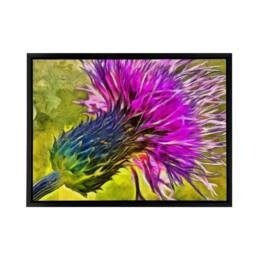 "Artery8 Scottish Thistle Flower Scotland Framed Canvas Wall Art Print in Purple - Size: W12"" x H16""" - thumbnail 1