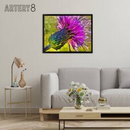 "Artery8 Scottish Thistle Flower Scotland Framed Canvas Wall Art Print in Purple - Size: W12"" x H16""" - thumbnail 3