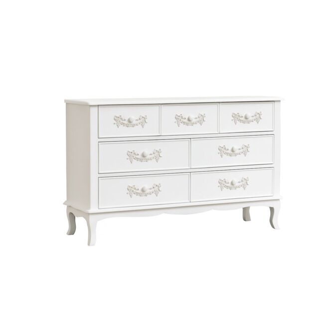Melody Maison Antique White 7 Drawer Chest Of Drawers - Pays Blanc Range - image 1