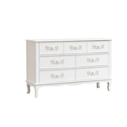 Melody Maison Antique White 7 Drawer Chest Of Drawers - Pays Blanc Range - thumbnail 1