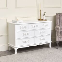 Melody Maison Antique White 7 Drawer Chest Of Drawers - Pays Blanc Range - thumbnail 5
