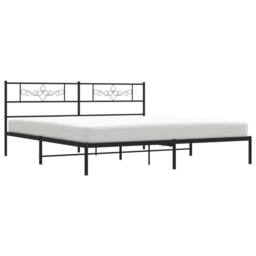 Berkfield Home Metal Bed Frame with Headboard Black 180x200 cm Super King - thumbnail 3