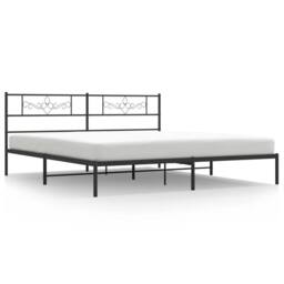 Berkfield Home Metal Bed Frame with Headboard Black 180x200 cm Super King - thumbnail 2