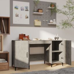 Berkfield Home Desk Concrete Grey 140x50x75 cm Engineered Wood - Size: 140 x 50 x 75 cm - thumbnail 3