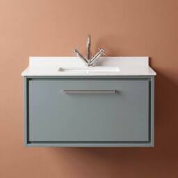 Balterley 800mm Wall Hung Single Drawer with Marble Worktop Basin - Coastal Grey - thumbnail 3