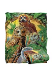 JQ Licensing Rl-Jp Owl Collage Silky Touch Super Soft Throw Blanket 152 X 127 cm in White - thumbnail 2